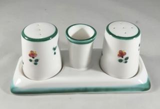 Gmundner Keramik-Salz/Pfeffer-Garnitur glatt mit Zahnstocher